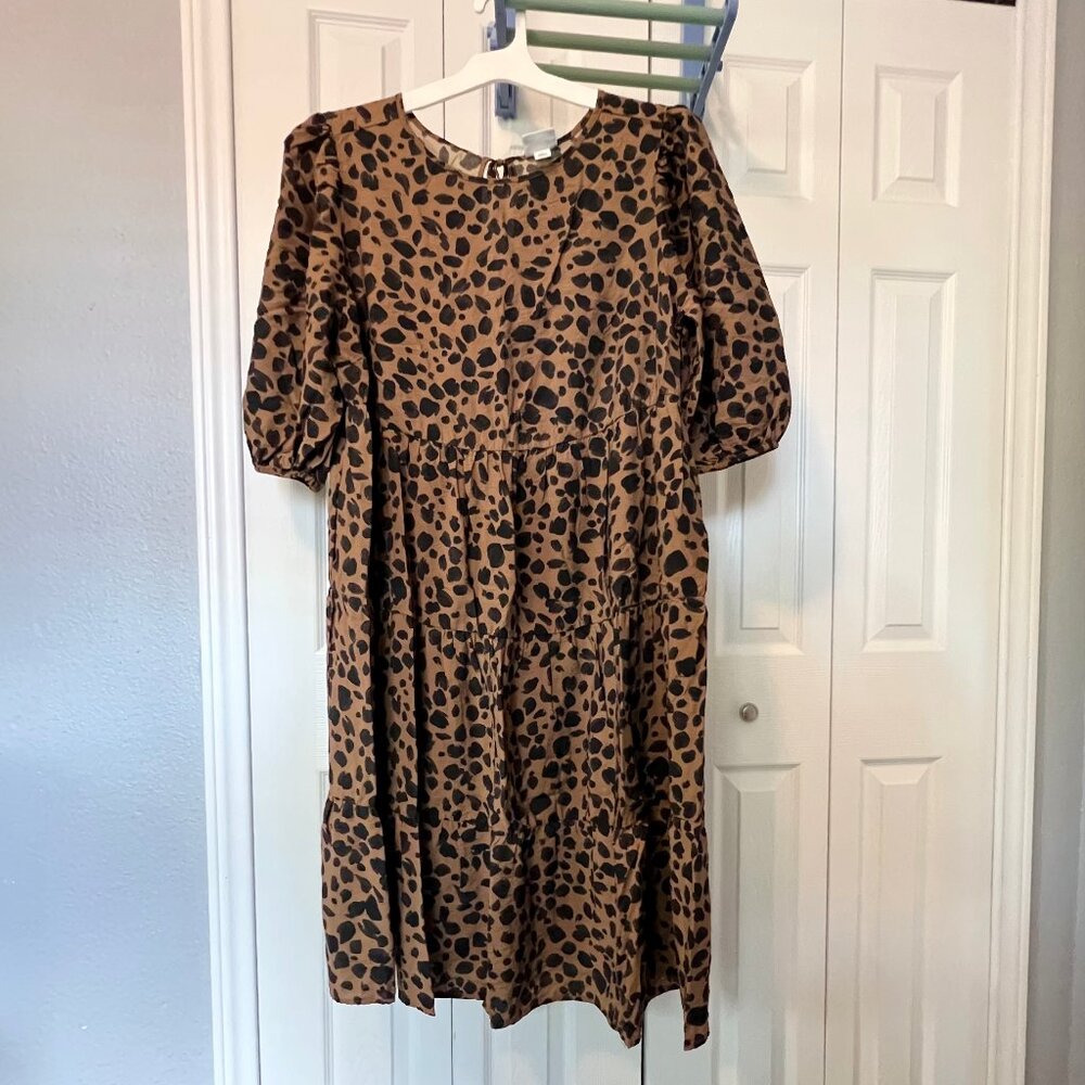 Ava & Viv Brown and Black Leopard-Print Midi Dress
